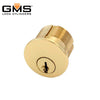 GMS Mortise Cylinder - 1-1/2"- 5-Pin - US3 - Polished Brass - SC1